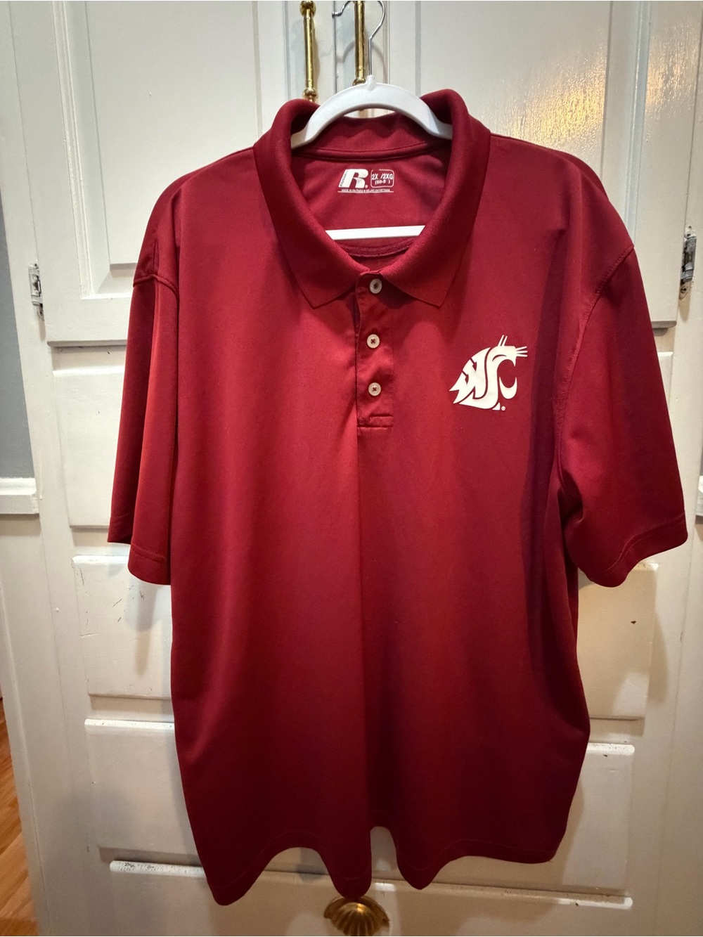 Russell Mens Crimson Washington State Cougars Short Sleeve Polo Shirt 2XL
